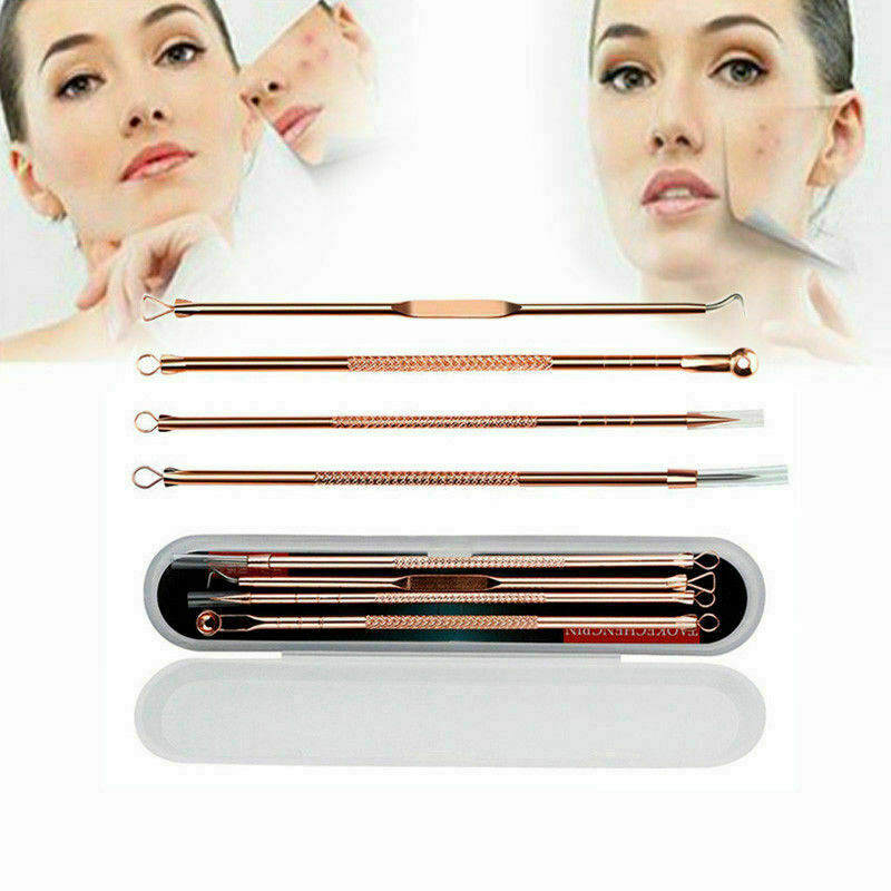 4Pcs Blackhead Whitehead Pimple Spot Comedone Extractor Remover Popper Tools Kit