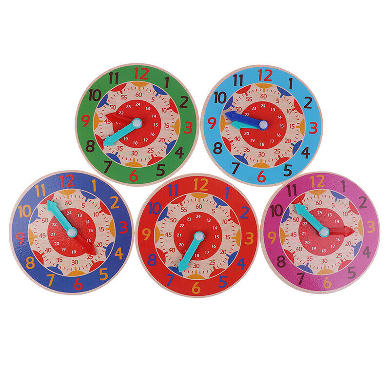 Wooden Colorful Clock Cognition Clocks For Kids Early Preschool Teaching AidsTEC