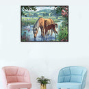 5D DIY Full Drill Diamond Painting Drinking Horse Cross Stitch Embroidery