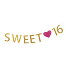2pcs Glitter Sweet 16 Happy 16th Birthday