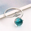 Women Ring Mermaid Tail Crystal Ring Diamond Bend Size Adjustable Open Ring G1K3