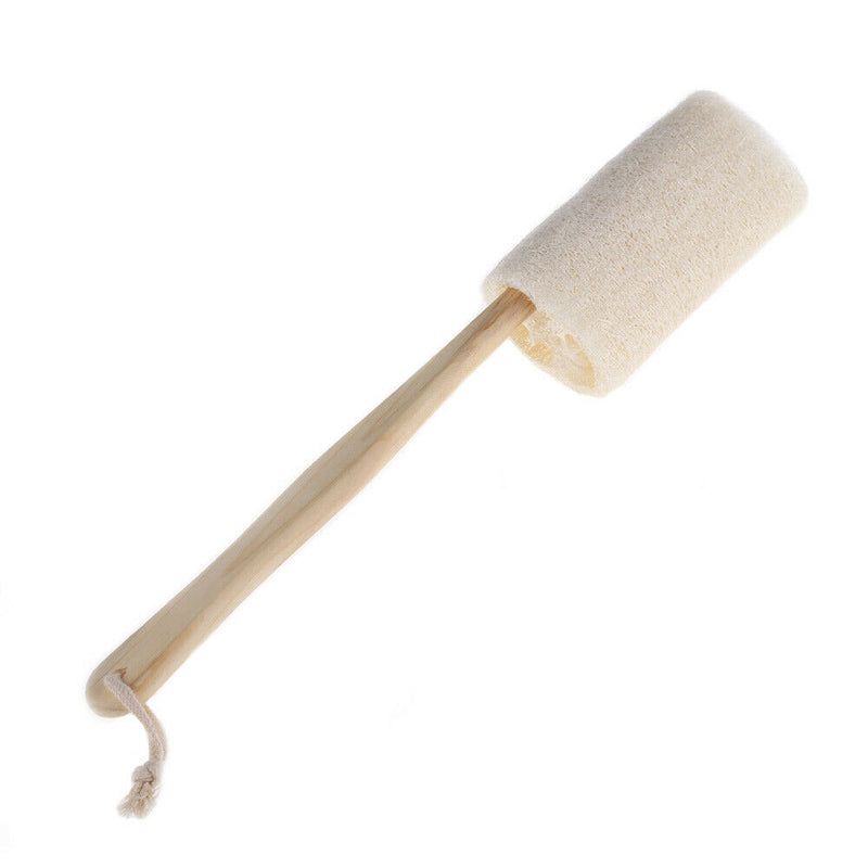 Natural Loofah Long Wood Handle Shower Bath Body Back Brush