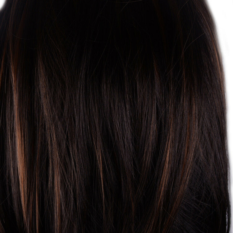 Synthetic Long Curly Hair Black Brown Wig Heat Resistant Full Wigs fit for Women