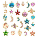 26Pcs/Set Enamel Alloy Star Planet Charms Pendant DIY Craft Jewelry Finding3C