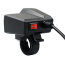 Motorcycle Handlebar Mirror 3.4A Dual USB Charger Adapter with Voltmeter