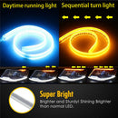 2X 60cm LED Switchback Headlight Sequential DRL Light Strip Tube Blue&Yellow â„–[