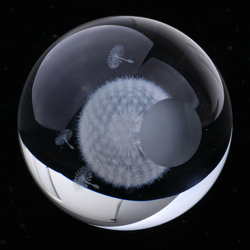 60mm Dandelion Crystal Ball Glass Sphere Display Meditation Ball Home Decoration