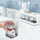 Toothbrush Dispenser Toothpaste Stand Holder Bathroom Storage Organizer White