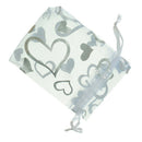 100 Pcs Heart White Organza Wedding Gift Bags Jewellery Pouches 7x9cm
