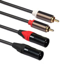 Dual RCA Male Plug to Dual XLR 3Pin Male Audio Extension Cable for Microphone