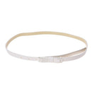 Girls Ladies Skinny Narrow Belt Double Bowknot Dress Belt-White E7F1