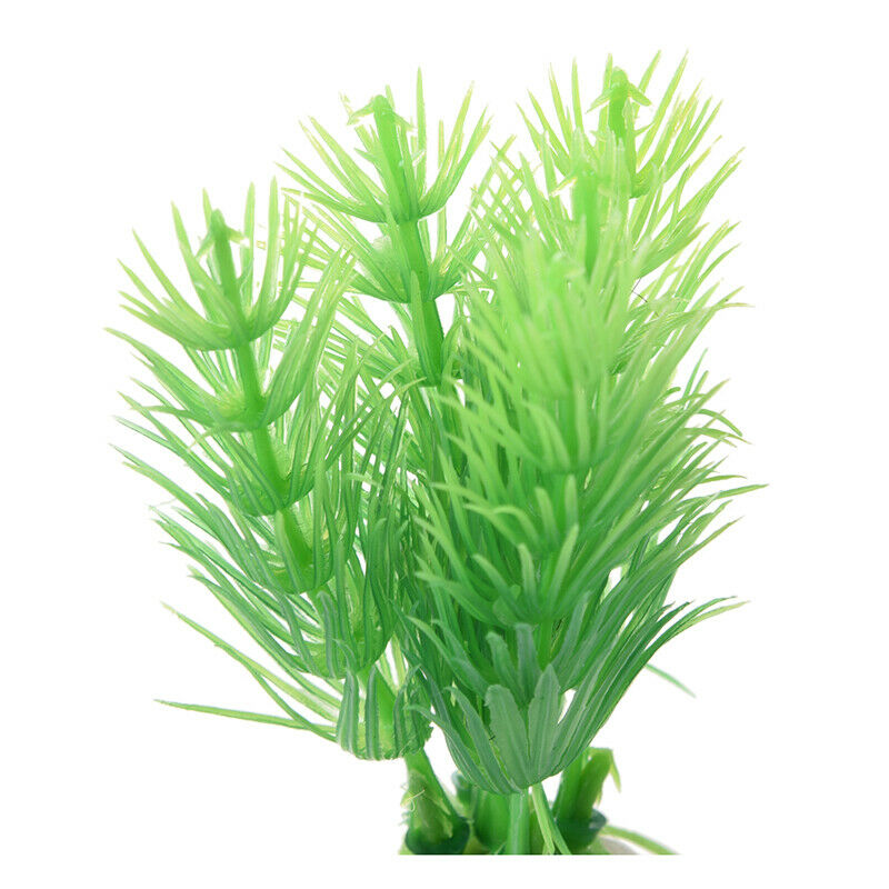 10pcs Green Plastic Plants Aquarium Fish Tank Decoration Ornament Y7B8