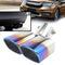2.5inch Car Exhaust Muffler Tip Dual Square Outlet Silencer Tail Pipe Steel E6Q2