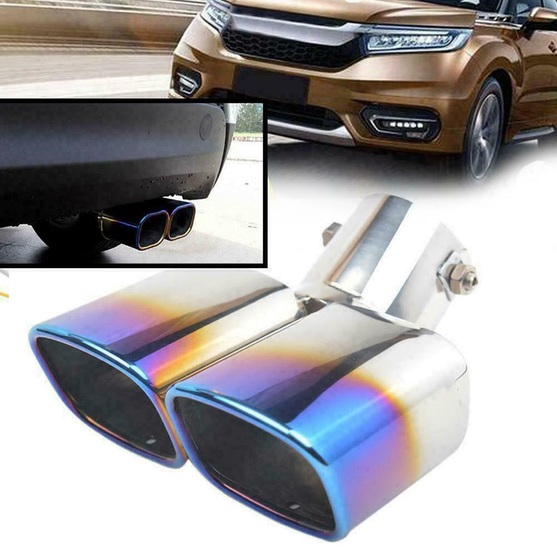 2.5inch Car Exhaust Muffler Tip Dual Square Outlet Silencer Tail Pipe Steel E6Q2