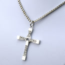 Fashion Man Cool Strong Crystal Cross Pendants Chain Necklace Alloy Silv EWC
