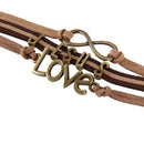 Bronze Jesus Love Pendant Girl Boy Braid Bracelet Unisex String Band Bangle