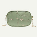 Lace Flower Shoulder Handbags Women Chain PU Leather Crossbody Bags (Green)