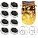 Solar Mason Jar Lights,8 Pack 20 LED Waterproof Fairy Firefly Jar Lids Stri