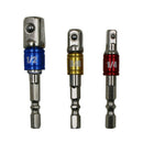 3Pcs Hex Drill Bit Socket Adapter 1/4" 3/8" 1/2" Drive Electric Impact Driver AS