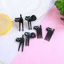 6Pcs black cat fruit fork cute toothpick gadgets kitten dessert decoration fo BX