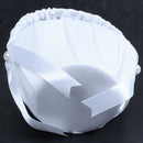 White Satin Beaded Wedding Flower Girl Basket Bowknot Decor