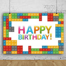 0.9x1.5m Happy Birthday Building Block Wall Photo Shooting Background Cloth A