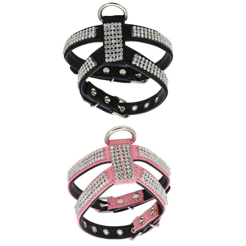 Pack of 2, No Pull Adjustable Dog Pet Bling Diamond Crystal Vest Harness