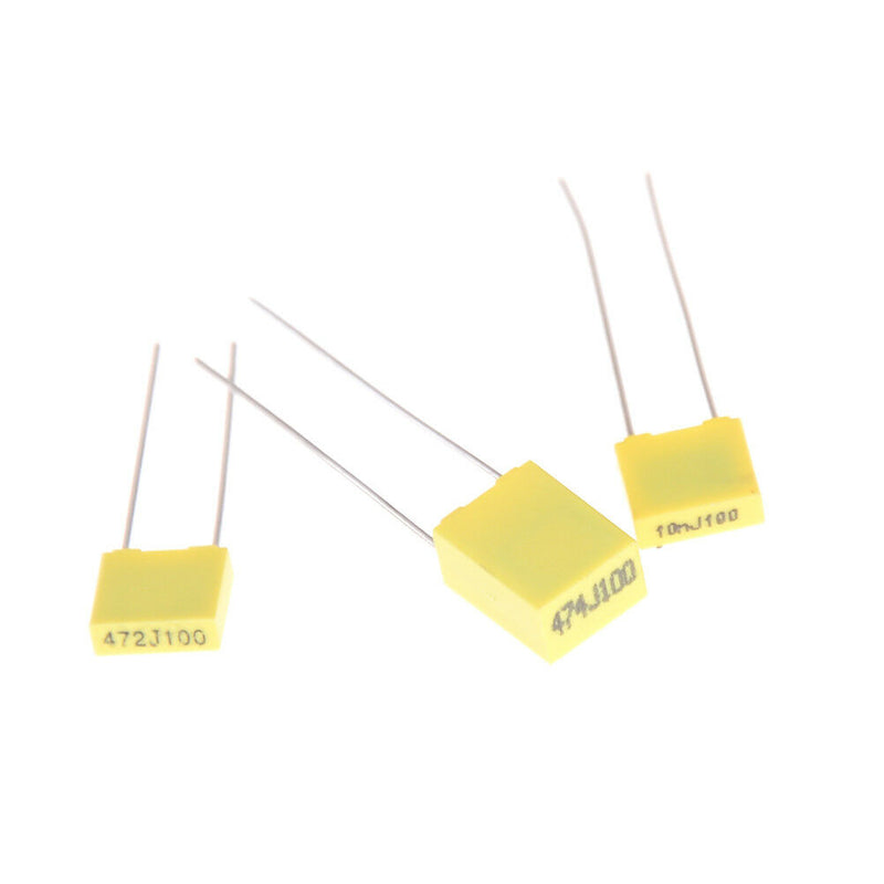 50Pcs 10 Value 1nF-0.47uF Set Polypropylene Safety Plastic Film Capacitor Kit Ew