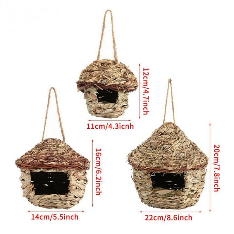 Straw Bird Nest Birdhouse for Parrot Hamster Small Animal's Cage Birds Bree N3Y8