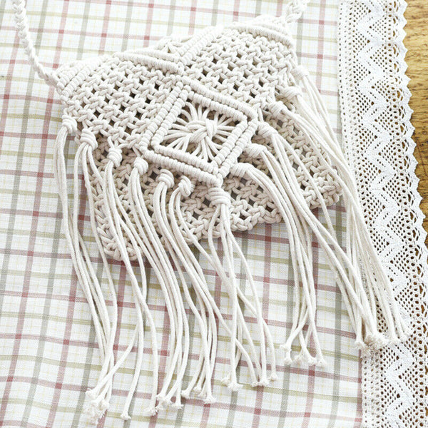 Fringe Tassel Crossbody Shoulder Bag Woven Handmade Boho Beach Travel Handb N5T3