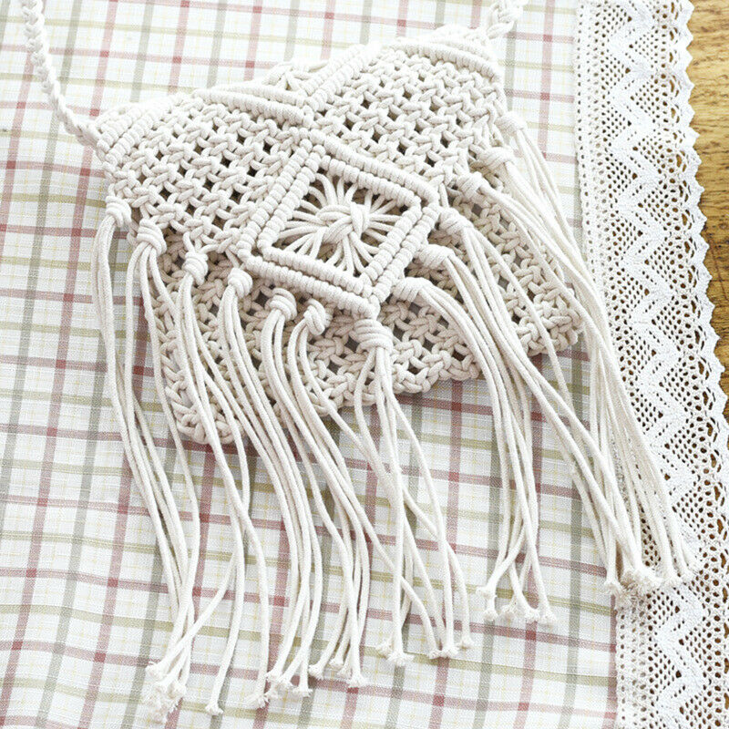 Fringe Tassel Crossbody Shoulder Bag Woven Handmade Boho Beach Travel Handb N5T3