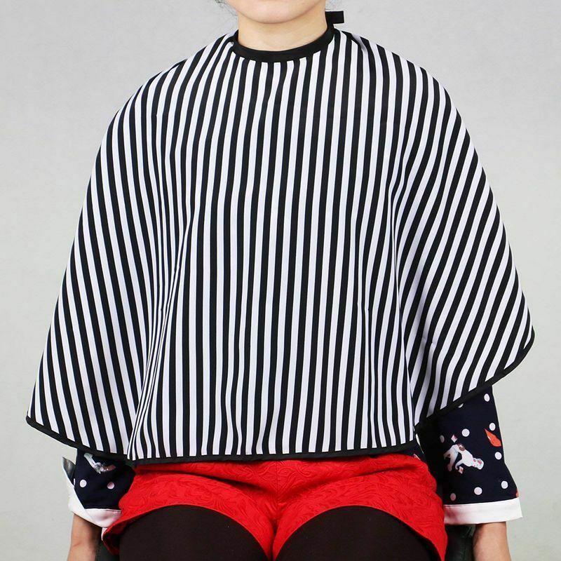 Hair Cutting/Barbers Cape - Adjustable Black and White Stripe Hairdressing  K8Q1