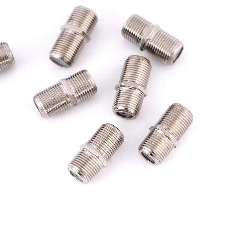 10pcs Aluminium Alloy Connector F Plug Coupler Adapter HD TV Coax Cable LJ