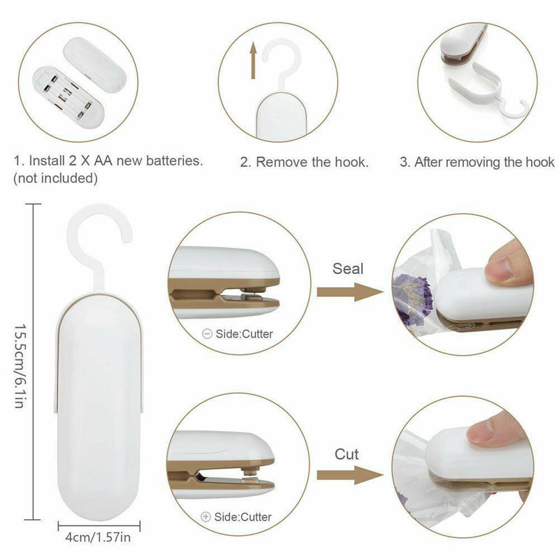 2 in 1 Mini Portable Handheld Heat Sealer for Plastic Bag Cutter and Resealer