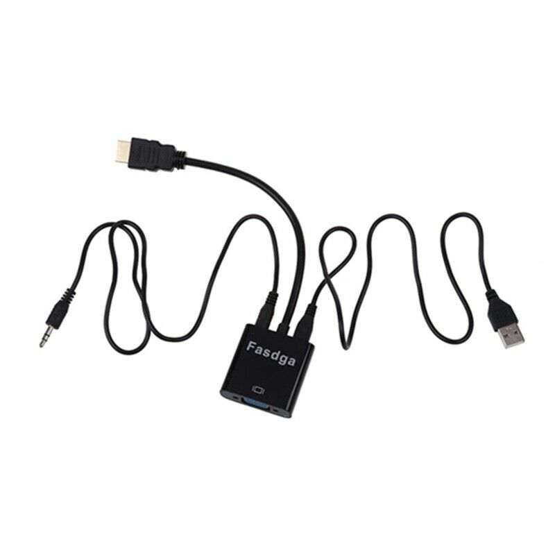 Fasdga 1080P HDMI to VGA With Audio Converter Adapter USB Power Video Cable L1U9