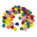 100pcs Colorful Wood Love Heart Buttons Embellishment Sewing Craft 11x12.5mm
