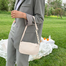 Casual Alligator PU Women Handbag Tote Chain Underarm Shoulder Bag (White)