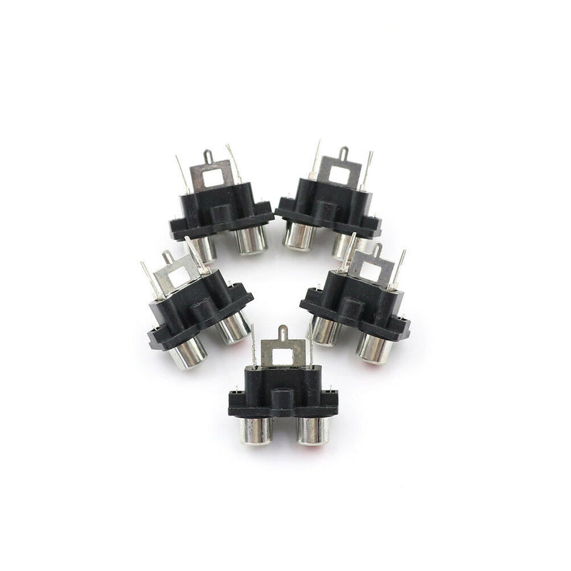 5Pcs 2 RCA Female Outlet AV Concentric Socket Connector  Z