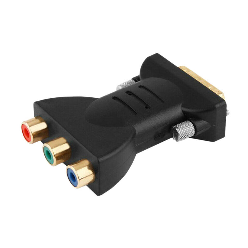 Standard DVI-I 24+5 Male to Black 3 RCA Female Connector Converter Plug