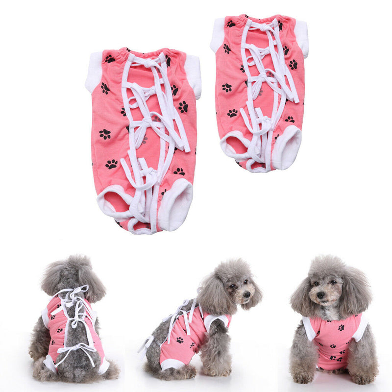 2x Small Medium Dogs Wear Clothes Dog Pajamas Post Sugery Wear Recovery Suit
