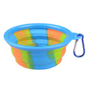 Dog Silicone Bowl Folding Outdoor Portable Pet Food Feeder Dish (Blue) A