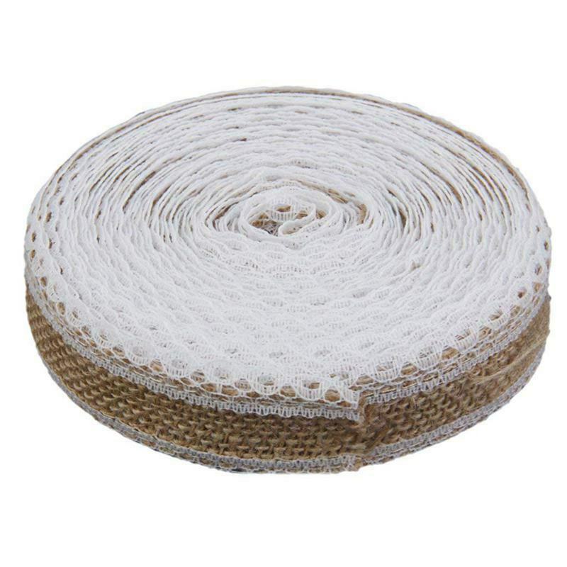 1 Roll 10M Burlap Ribbon Lace Border for Sewing Craft Wedding Decoration