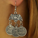 Bohemian Coin Hippie Tibetan Tribal Dangle Hook Earrings Coin Ear Stud JewelryJR