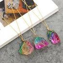 Natural Rainbow Stone Crystal Chakra Rock Chain Quartz Pendant Necklace Hn