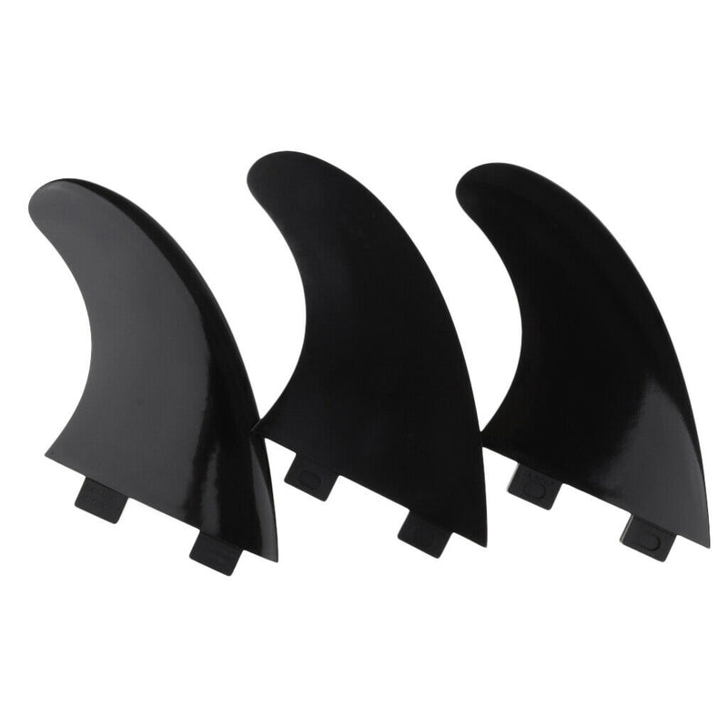 Pack of 3 Premium Surfboard Fins - Thruster Surf Fins -  G5 Tri Fins - Black