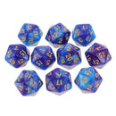 10pcs D20 Polyhedral Dice for Dungeons and Dragons Table Games Blue Purple