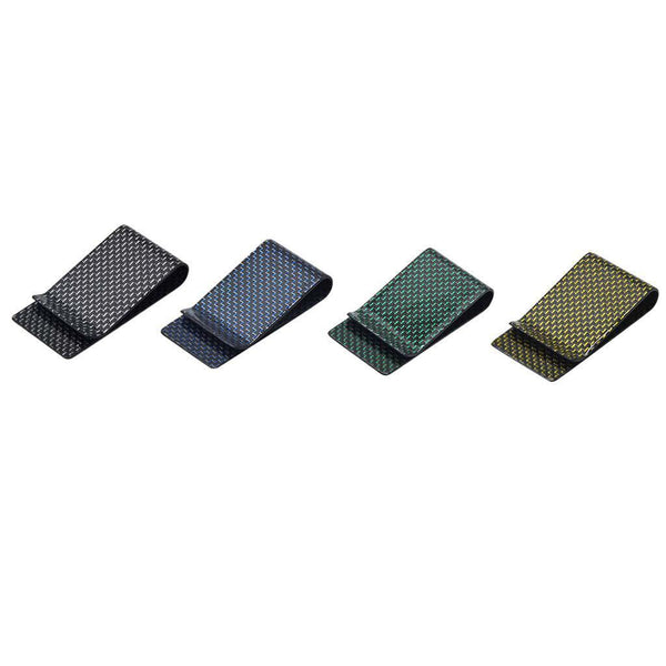 Money Clip Carbon Fiber Holder for 30 Folded Bills or Around 15 Cards Blue