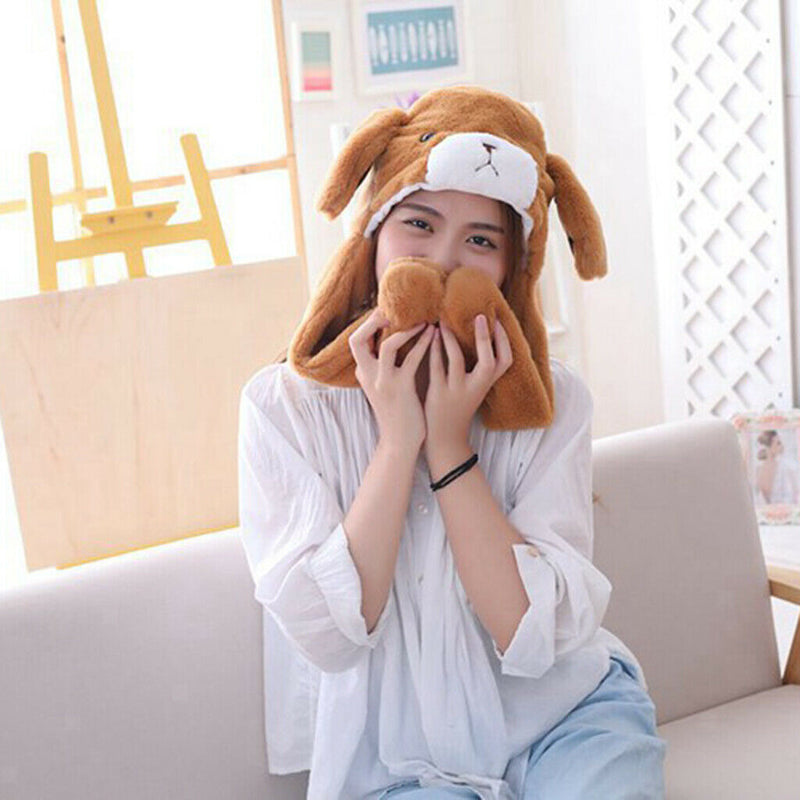 Bear Hat Ear Moving Jumping Hat Funny Lovely Plush Hat Cap For Women Girls