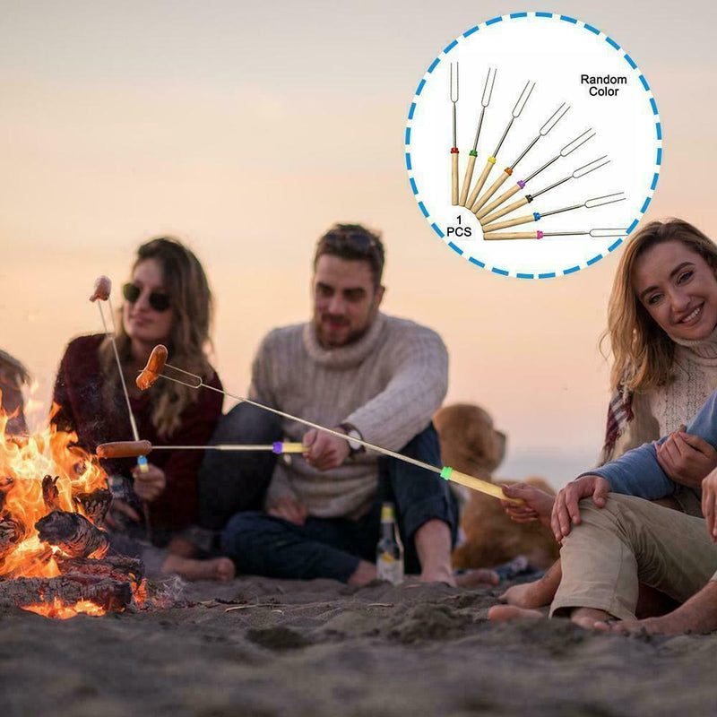 1* BBQ Barbecue Forks Marshmallow Roasting Sticks Telescoping With Bags W0N1