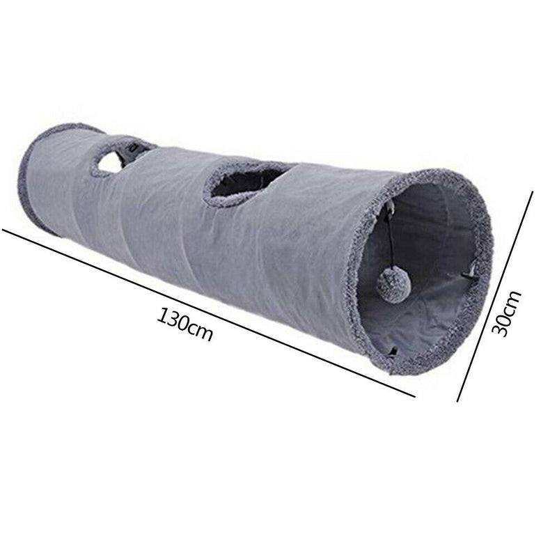 Small Pet Collapsible Tunnel Suede Tubes for Rabbit Hamster Cat Toys (L) A